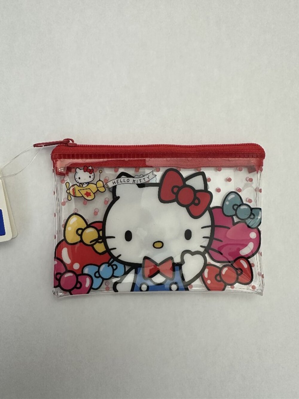 Sanrio Hello Kitty 50th Anniversary Transparent Red Polka Dot Flat Pouch